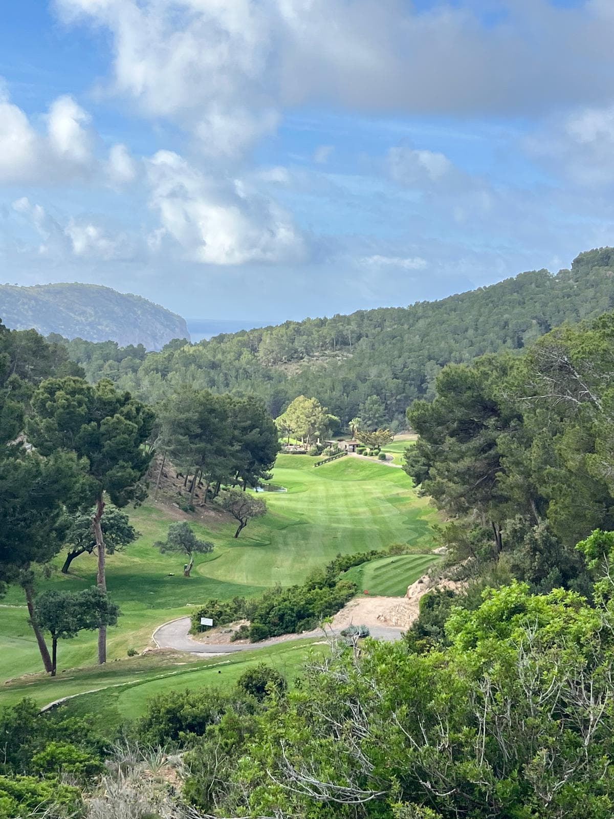 View from hole 8 at Golf de Andratx looking down over the southwest of Mallorca