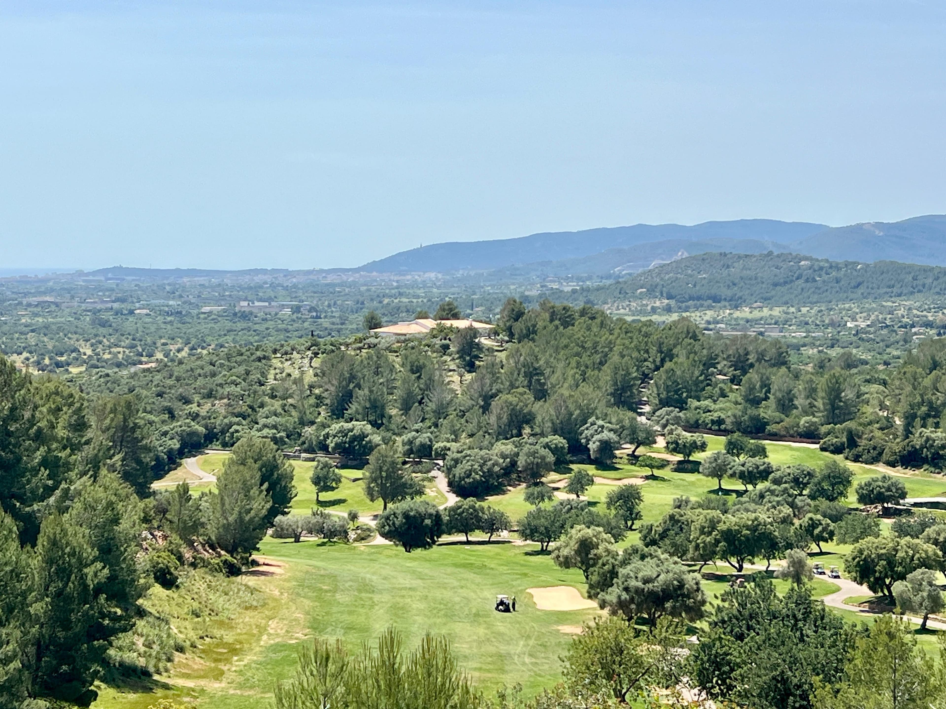 Son Termes golf course Mallorca panoramic view over Na Burguesa mountains and Palma plain